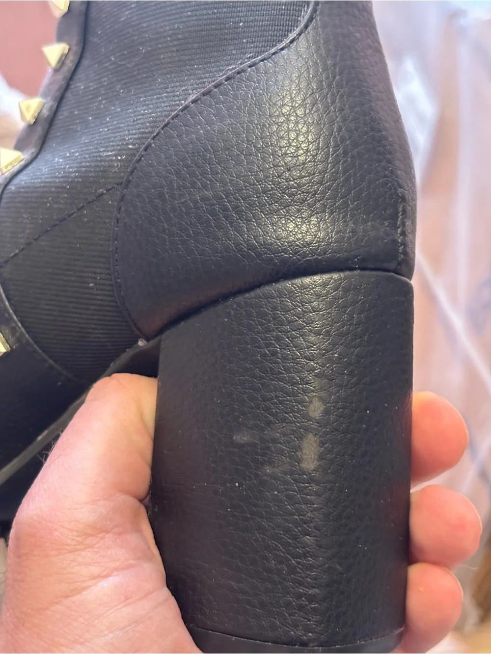 Steve Madden Black Pyramid Stud Block Heel Ankle Boots